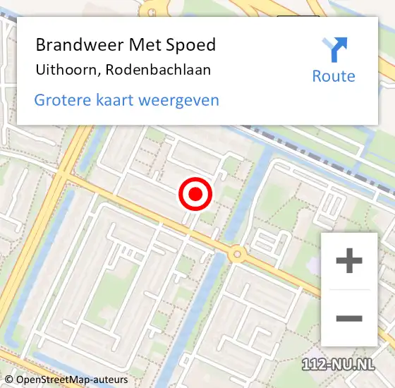 Locatie op kaart van de 112 melding: Brandweer Met Spoed Naar Uithoorn, Rodenbachlaan op 21 februari 2022 10:17