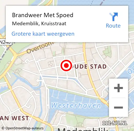 Locatie op kaart van de 112 melding: Brandweer Met Spoed Naar Medemblik, Kruisstraat op 21 februari 2022 10:18