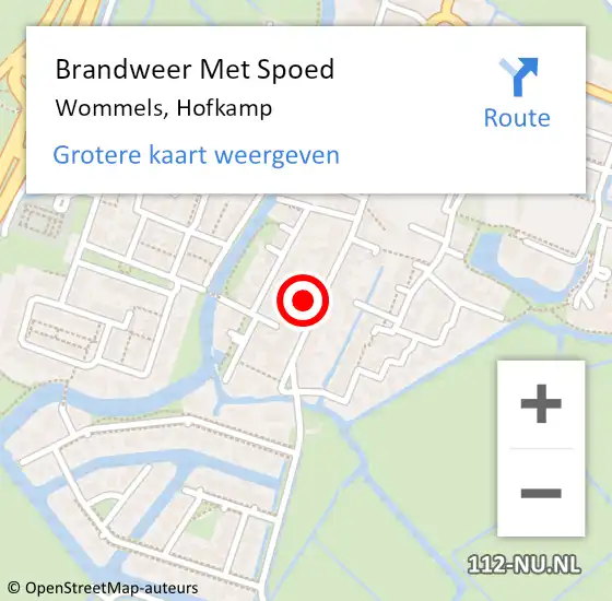 Locatie op kaart van de 112 melding: Brandweer Met Spoed Naar Wommels, Hofkamp op 21 februari 2022 10:24