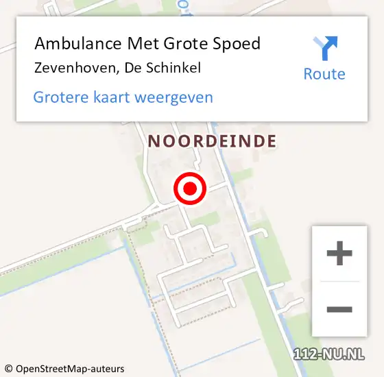 Locatie op kaart van de 112 melding: Ambulance Met Grote Spoed Naar Zevenhoven, De Schinkel op 21 februari 2022 10:24