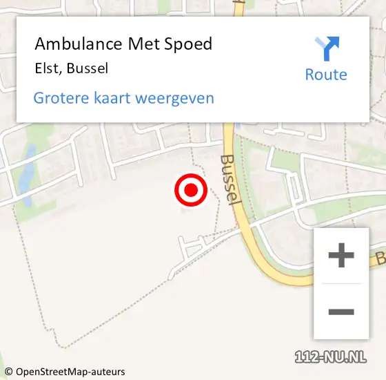 Locatie op kaart van de 112 melding: Ambulance Met Spoed Naar Elst, Bussel op 21 februari 2022 10:26