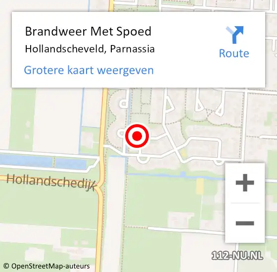 Locatie op kaart van de 112 melding: Brandweer Met Spoed Naar Hollandscheveld, Parnassia op 21 februari 2022 10:28