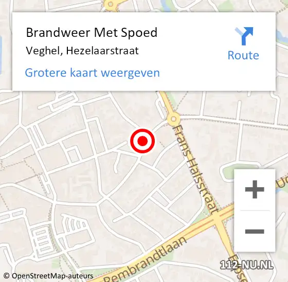 Locatie op kaart van de 112 melding: Brandweer Met Spoed Naar Veghel, Hezelaarstraat op 21 februari 2022 10:29