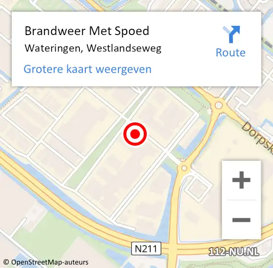 Locatie op kaart van de 112 melding: Brandweer Met Spoed Naar Wateringen, Westlandseweg op 21 februari 2022 10:31