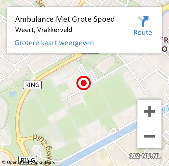 Locatie op kaart van de 112 melding: Ambulance Met Grote Spoed Naar Weert, Vrakkerveld op 21 februari 2022 10:38