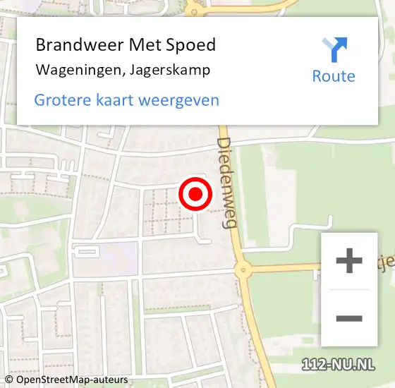 Locatie op kaart van de 112 melding: Brandweer Met Spoed Naar Wageningen, Jagerskamp op 21 februari 2022 10:43