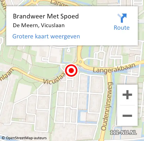 Locatie op kaart van de 112 melding: Brandweer Met Spoed Naar De Meern, Vicuslaan op 21 februari 2022 10:47