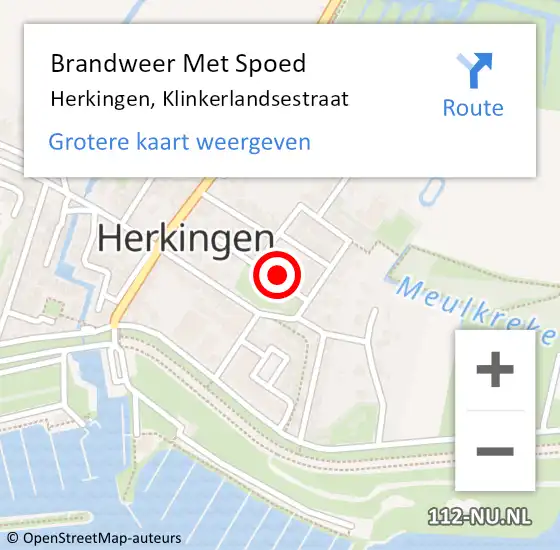 Locatie op kaart van de 112 melding: Brandweer Met Spoed Naar Herkingen, Klinkerlandsestraat op 21 februari 2022 10:52