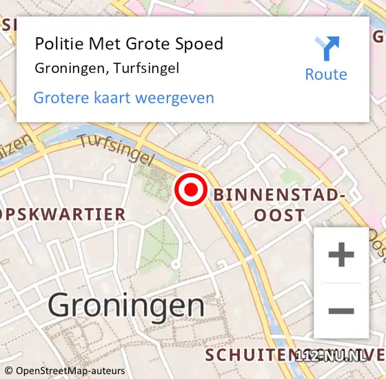 Locatie op kaart van de 112 melding: Politie Met Grote Spoed Naar Groningen, Turfsingel op 21 februari 2022 10:55