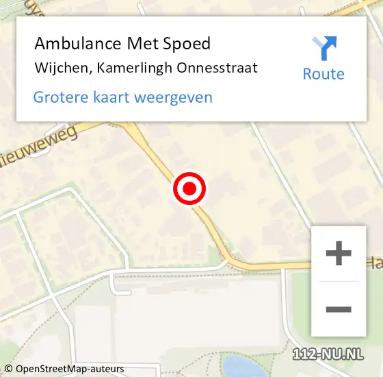 Locatie op kaart van de 112 melding: Ambulance Met Spoed Naar Wijchen, Kamerlingh Onnesstraat op 21 februari 2022 11:10