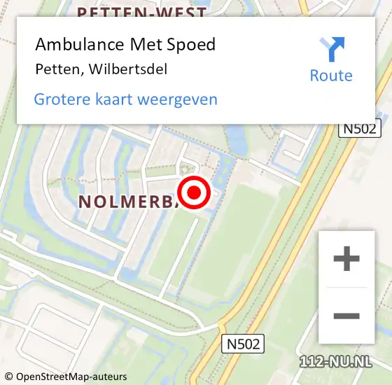 Locatie op kaart van de 112 melding: Ambulance Met Spoed Naar Petten, Wilbertsdel op 21 februari 2022 11:11