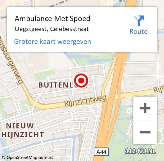 Locatie op kaart van de 112 melding: Ambulance Met Spoed Naar Oegstgeest, Celebesstraat op 21 februari 2022 11:13