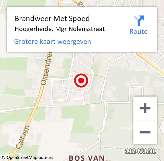 Locatie op kaart van de 112 melding: Brandweer Met Spoed Naar Hoogerheide, Mgr Nolensstraat op 21 februari 2022 11:17