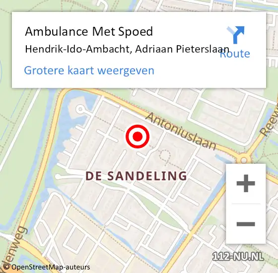 Locatie op kaart van de 112 melding: Ambulance Met Spoed Naar Hendrik-Ido-Ambacht, Adriaan Pieterslaan op 21 februari 2022 11:17