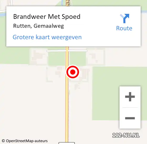 Locatie op kaart van de 112 melding: Brandweer Met Spoed Naar Rutten, Gemaalweg op 21 februari 2022 11:26