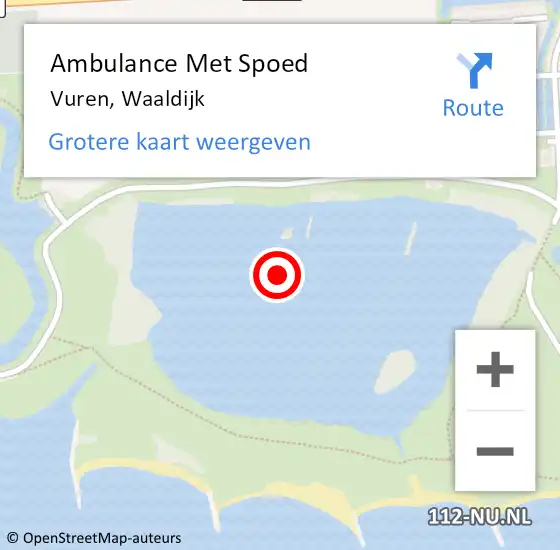 Locatie op kaart van de 112 melding: Ambulance Met Spoed Naar Vuren, Waaldijk op 21 februari 2022 11:43