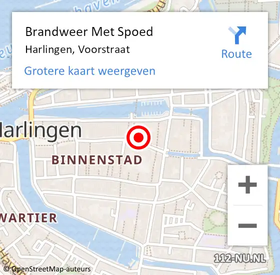 Locatie op kaart van de 112 melding: Brandweer Met Spoed Naar Harlingen, Voorstraat op 21 februari 2022 11:57