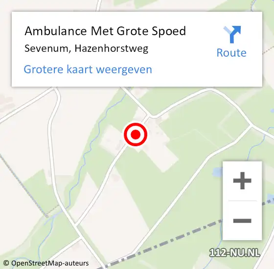 Locatie op kaart van de 112 melding: Ambulance Met Grote Spoed Naar Sevenum, Hazenhorstweg op 9 juli 2014 08:18