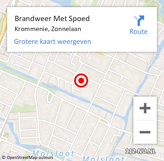 Locatie op kaart van de 112 melding: Brandweer Met Spoed Naar Krommenie, Zonnelaan op 21 februari 2022 12:05