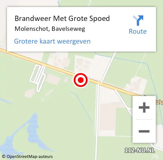 Locatie op kaart van de 112 melding: Brandweer Met Grote Spoed Naar Molenschot, Bavelseweg op 21 februari 2022 12:06