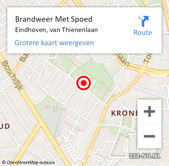 Locatie op kaart van de 112 melding: Brandweer Met Spoed Naar Eindhoven, van Thienenlaan op 21 februari 2022 12:07