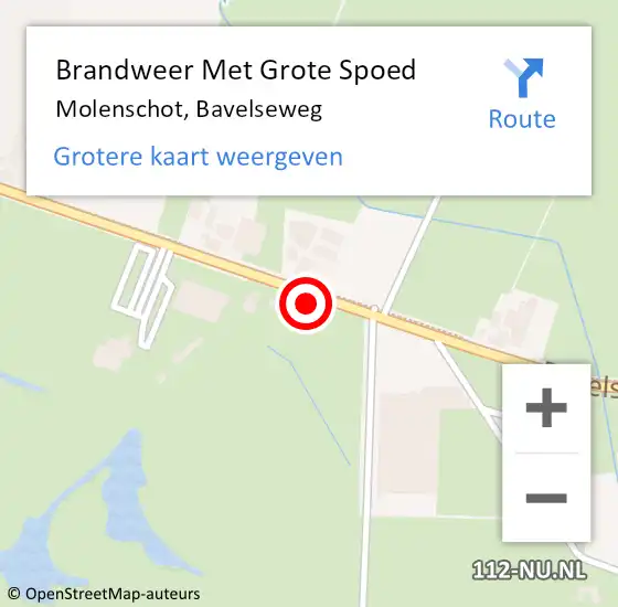 Locatie op kaart van de 112 melding: Brandweer Met Grote Spoed Naar Molenschot, Bavelseweg op 21 februari 2022 12:07