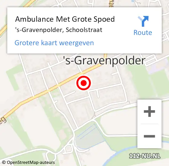 Locatie op kaart van de 112 melding: Ambulance Met Grote Spoed Naar 's-Gravenpolder, Schoolstraat op 9 juli 2014 08:19