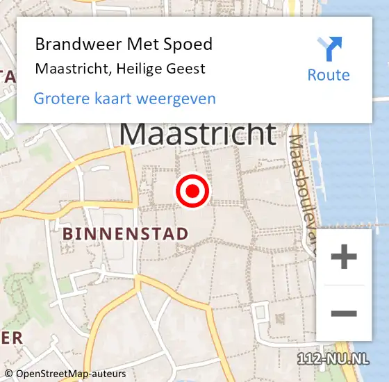 Locatie op kaart van de 112 melding: Brandweer Met Spoed Naar Maastricht, Heilige Geest op 21 februari 2022 12:21