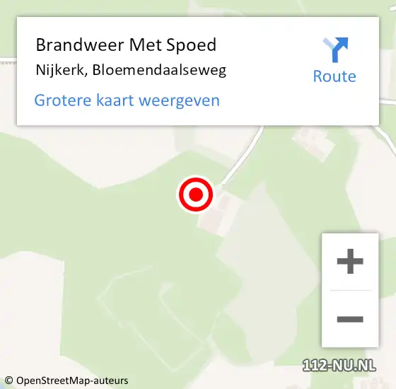 Locatie op kaart van de 112 melding: Brandweer Met Spoed Naar Nijkerk, Bloemendaalseweg op 21 februari 2022 12:26