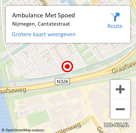 Locatie op kaart van de 112 melding: Ambulance Met Spoed Naar Nijmegen, Cantatestraat op 21 februari 2022 12:27