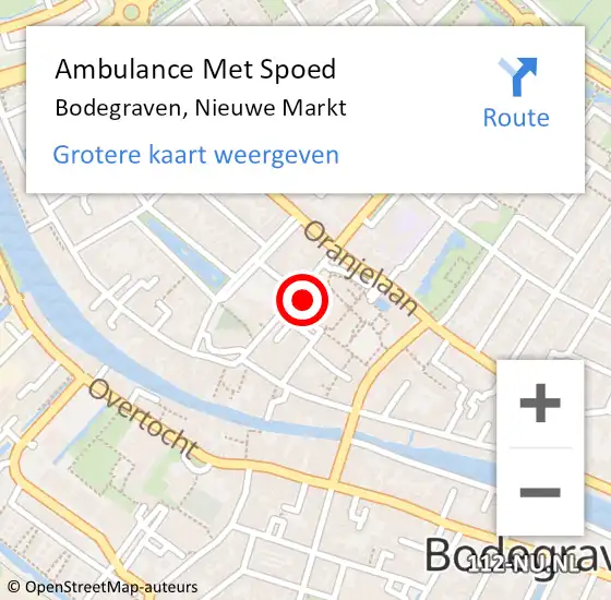 Locatie op kaart van de 112 melding: Ambulance Met Spoed Naar Bodegraven, Nieuwe Markt op 21 februari 2022 12:35