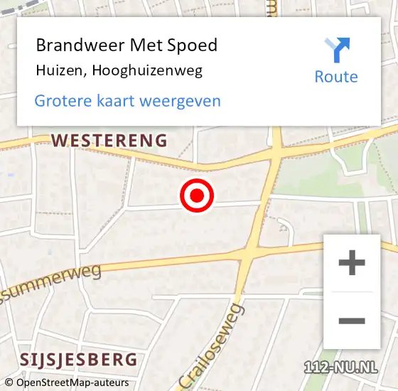 Locatie op kaart van de 112 melding: Brandweer Met Spoed Naar Huizen, Hooghuizenweg op 21 februari 2022 12:35