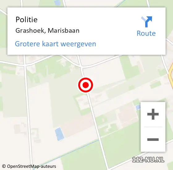Locatie op kaart van de 112 melding: Politie Grashoek, Marisbaan op 21 februari 2022 12:41