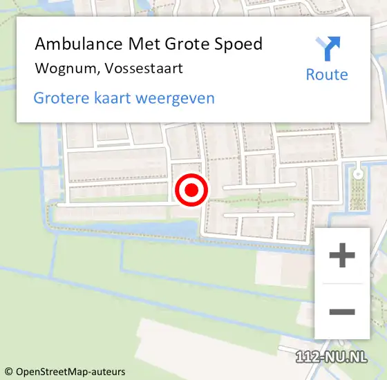 Locatie op kaart van de 112 melding: Ambulance Met Grote Spoed Naar Wognum, Vossestaart op 21 februari 2022 12:46