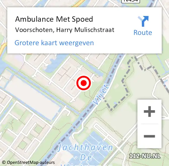 Locatie op kaart van de 112 melding: Ambulance Met Spoed Naar Voorschoten, Harry Mulischstraat op 21 februari 2022 12:48