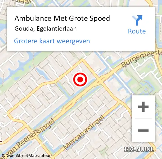 Locatie op kaart van de 112 melding: Ambulance Met Grote Spoed Naar Gouda, Egelantierlaan op 21 februari 2022 12:54