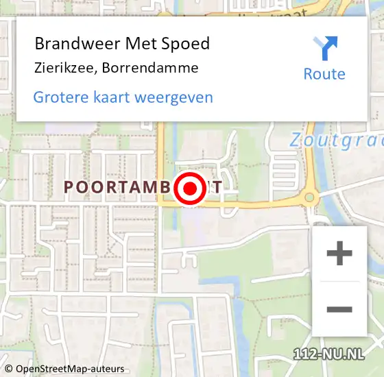 Locatie op kaart van de 112 melding: Brandweer Met Spoed Naar Zierikzee, Borrendamme op 21 februari 2022 12:57