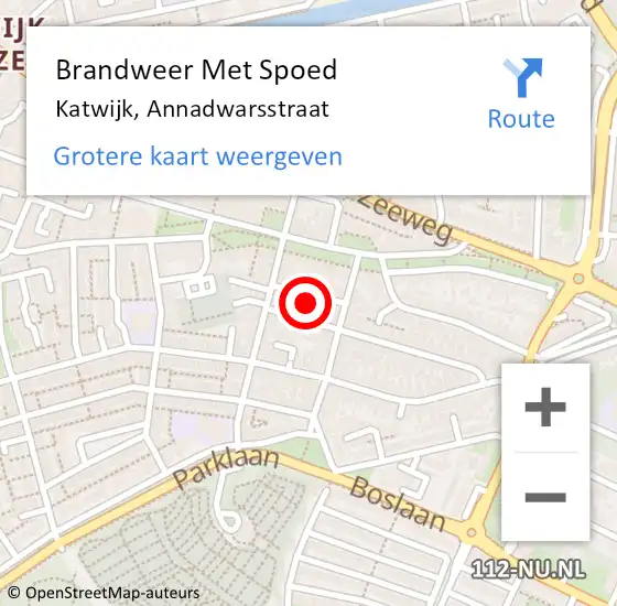 Locatie op kaart van de 112 melding: Brandweer Met Spoed Naar Katwijk, Annadwarsstraat op 21 februari 2022 13:02