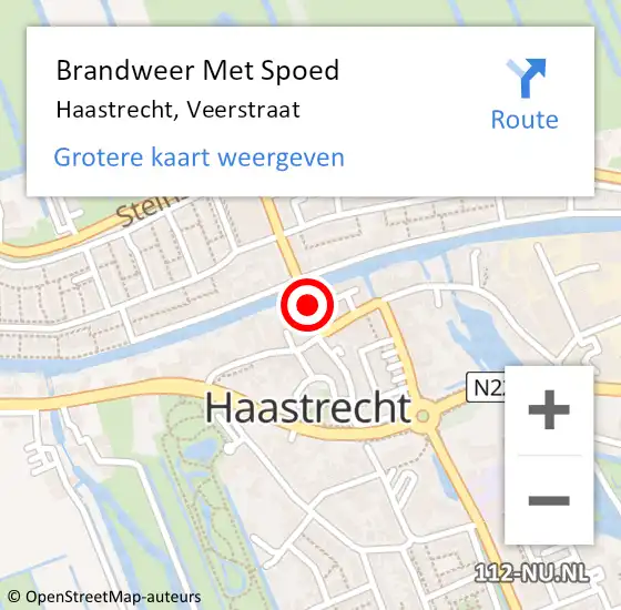 Locatie op kaart van de 112 melding: Brandweer Met Spoed Naar Haastrecht, Veerstraat op 21 februari 2022 13:04