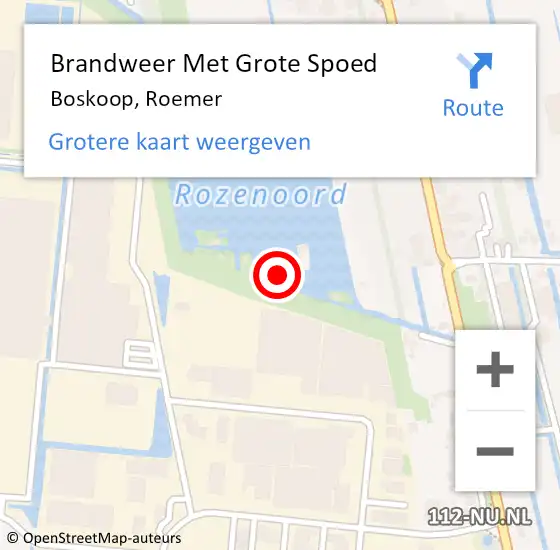 Locatie op kaart van de 112 melding: Brandweer Met Grote Spoed Naar Boskoop, Roemer op 21 februari 2022 13:14