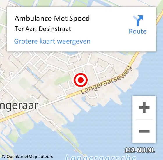 Locatie op kaart van de 112 melding: Ambulance Met Spoed Naar Ter Aar, Dosinstraat op 9 juli 2014 08:24