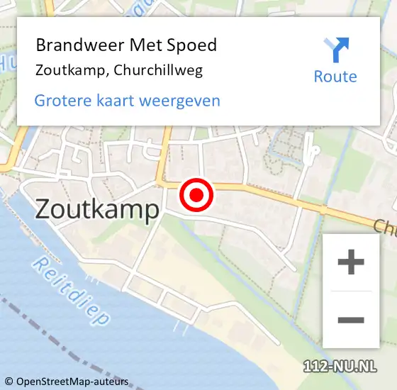 Locatie op kaart van de 112 melding: Brandweer Met Spoed Naar Zoutkamp, Churchillweg op 21 februari 2022 13:24