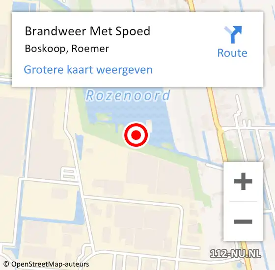 Locatie op kaart van de 112 melding: Brandweer Met Spoed Naar Boskoop, Roemer op 21 februari 2022 13:29