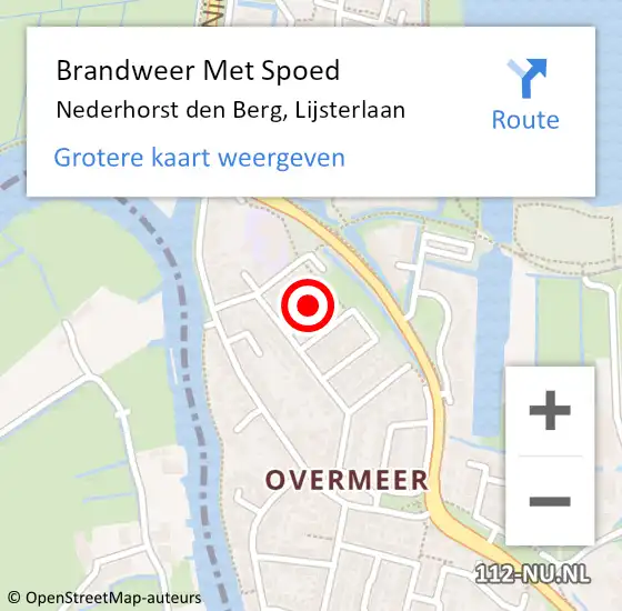 Locatie op kaart van de 112 melding: Brandweer Met Spoed Naar Nederhorst den Berg, Lijsterlaan op 21 februari 2022 13:33