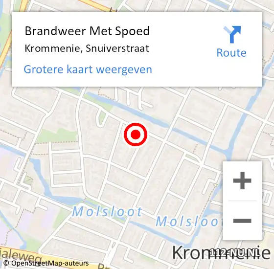 Locatie op kaart van de 112 melding: Brandweer Met Spoed Naar Krommenie, Snuiverstraat op 21 februari 2022 13:36