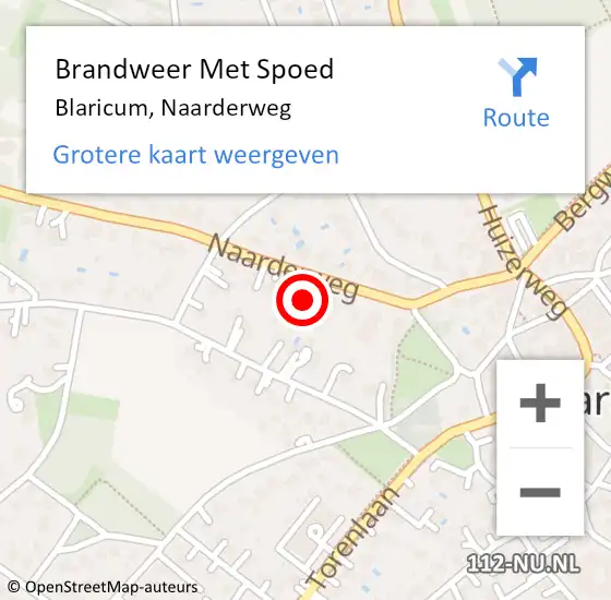 Locatie op kaart van de 112 melding: Brandweer Met Spoed Naar Blaricum, Naarderweg op 21 februari 2022 13:46