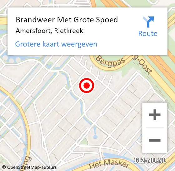 Locatie op kaart van de 112 melding: Brandweer Met Grote Spoed Naar Amersfoort, Rietkreek op 21 februari 2022 13:49