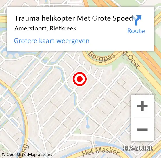 Locatie op kaart van de 112 melding: Trauma helikopter Met Grote Spoed Naar Amersfoort, Rietkreek op 21 februari 2022 13:52