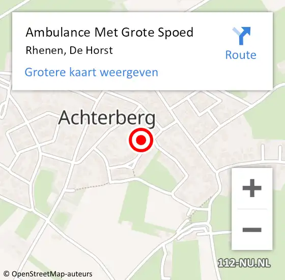 Locatie op kaart van de 112 melding: Ambulance Met Grote Spoed Naar Rhenen, De Horst op 21 februari 2022 14:06