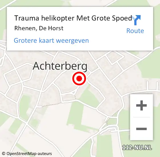 Locatie op kaart van de 112 melding: Trauma helikopter Met Grote Spoed Naar Rhenen, De Horst op 21 februari 2022 14:08